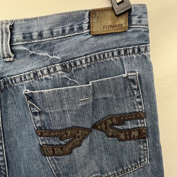 FLYPAPER Straight Leg Mens Jeans Size 38x30 Embroidered Pocket Western Y2K Loose - Picture 6 of 14